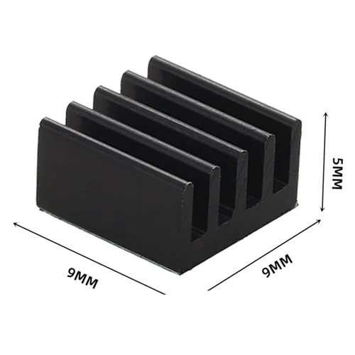 Vista 6 de Disipador de calor de aluminio negro con cinta adhesiva conductora térmica, enfriador de disipador de calor de 9 × 9 × 0.197 in para enfriar