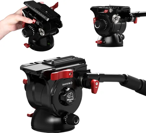 Vista 8 de IFOOTAGE Cabezal de cámara de video Komodo K5S, cabezales de fluido de aluminio, cabeza de trípode estable para giro e inclinación, con placa