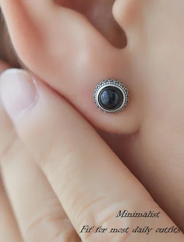 Vista 18 de Aretes de plata de ley con piedra natal de cristal real, joyería para mujer, moda occidental 925, envejecida, bohemia, hecha a mano, el mejor regalo