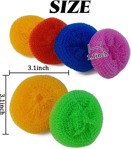 Vista 2 de TIHOOD 30 almohadillas para fregar platos que no rayan, almohadilla redonda para fregar platos, varios colores, herramientas de limpieza de cocina