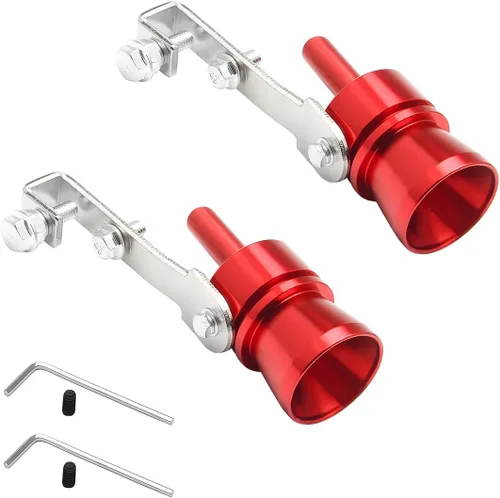 Vista 7 de 2 piezas de simulador de silbato de sonido turbo, resonador de válvula de soplado de aleación de aluminio para escape de auto, silbato de cola
