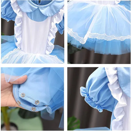 Vista 4 de REXREII Vestido de tutú de princesa para niñas pequeñas Rapunzel Sofía blanco nieve Frozen Elsa disfraz de Halloween
