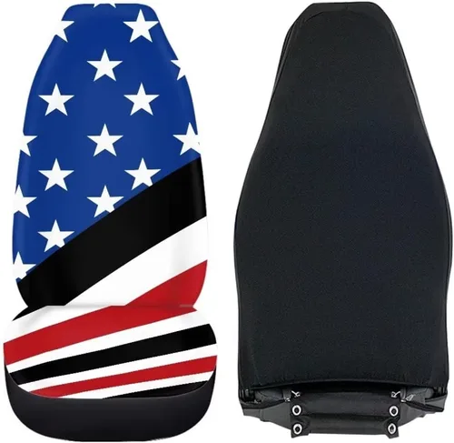 Vista 6 de Fundas de asiento de coche con estampado de bandera estadounidense, fundas cómodas para asientos de automóvil, duraderas, ajuste universal