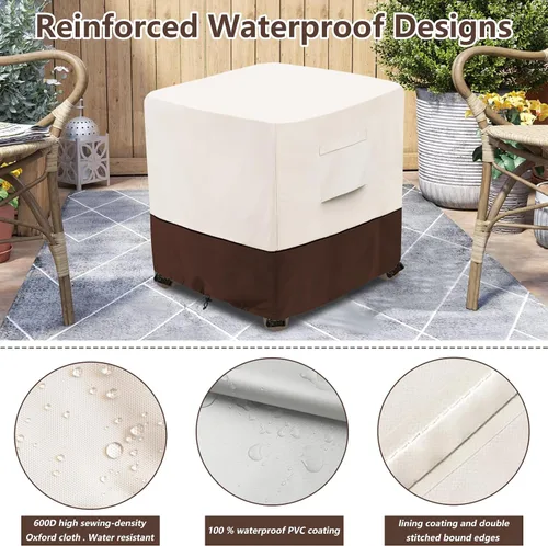Vista 6 de Bitubi Funda otomana impermeable para patio, funda cuadrada resistente para muebles de mesa auxiliar para exteriores, tamaño 22 pulgadas de largo x