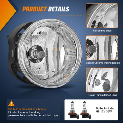 Vista 2 de Nilight Conjunto de luces antiniebla compatible con 2005 2006 2007 2008 2009 2010 Dodge Grand Caravan Challenger Charger Caliber Nitro Avenger