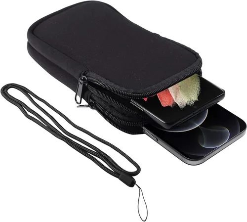 Vista 5 de Funda universal de neopreno de doble capa para teléfono celular, funda con cierre para cinturón para iPhone 17 16 15 14 13 12 11 Pro Max Samsung