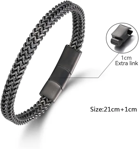 Vista 2 de LUCKY27 Bracelets for Men-Stainless Steel Magnetic Clasp Cuban Chain Mens Bracelet