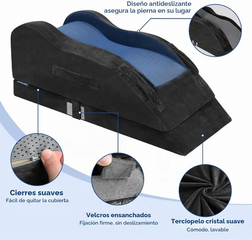 Vista 8 de KingPavonini Almohadas ajustables de elevación de piernas para después de la cirugía, curva ergonómica mantiene la rodilla recta, almohada de espuma