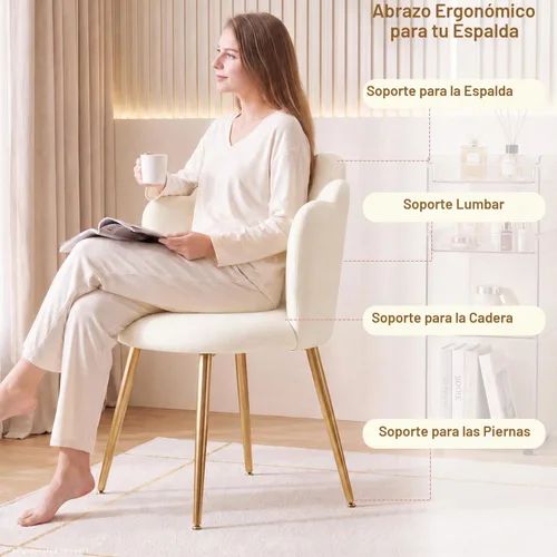 Vista 5 de Silla de tocador para sala de maquillaje, silla decorativa moderna de mediados de siglo para sala de estar, dormitorio, silla de maquillaje