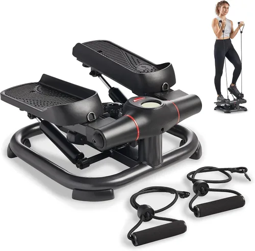 Vista 10 de Sunny Health & Fitness Smart Power Stepper with Resistance Bands for Cardio 2. Gris oscuro