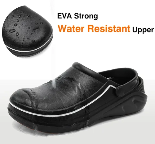 Vista 2 de Zapatos de chef para hombre, zapatos para cocina, zapatos de trabajo antideslizantes para mujer, zuecos cómodos para enfermera, zapatos de cocodrilo