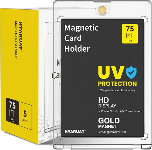 Vista 12 de Portatarjetas magnéticos de 35 puntos para tarjetas intercambiables, paquete de 5 fundas duras blancas transparentes de un solo toque con imán más