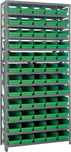 Vista 318 de Quantum QSBU-245BK Heavy Duty Shelving Unit with (7) Shelves and (24) QUS245 Black Bins for Garage Warehouse Storage Distribution 400 lb Load