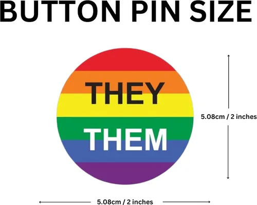 Vista 3 de Pin de botón redondo y pronombre del orgullo gay perfecto para accesorios LGBTQ, cosas gay, desfiles del orgullo, eventos LGBTQ, mes del orgullo