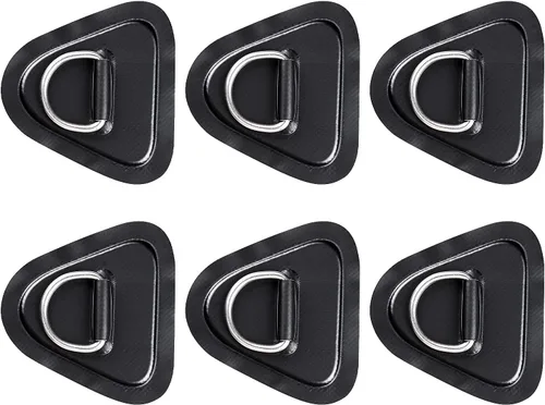 Vista 7 de TOBWOLF 6 Pack 3.54" / 9cm Stainless Steel D-Ring Patch for Inflatable Boat Kayak Dinghy SUP, Triangular D-Ring PVC Patch Stand-Up Paddleboard Canoe