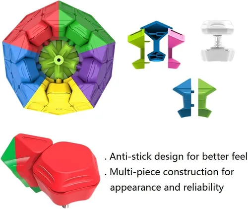 Vista 4 de Cubo de velocidad Megaminx, sin calcomanías, 3 x 3 x 3 pulgadas, cubo de velocidad pentagonal, rompecabezas de cubo mágico de dodecaedro