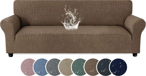Vista 31 de MAXIJIN Funda impermeable para sillón de sala de estar, 1 pieza elástica con brazos, protector de muebles lavable para perros y mascotas (S, café)