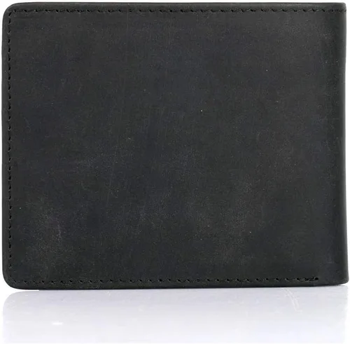 Vista 2 de Cartera de cuero con bloqueo RFID para hombre, Oso negro, Cartera Rfid