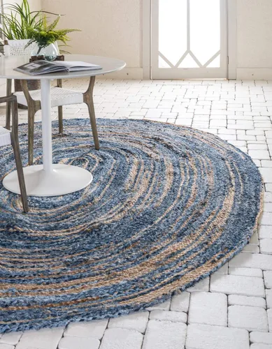 Vista 17 de Unique Loom Trenzado Chindi Collection - Alfombra casual moderna azul/azul oscuro (2' 0 x 3' 0)