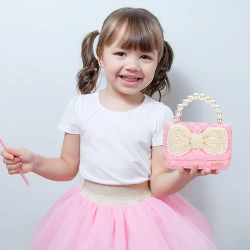 Vista 6 de Regalos para niñas pequeñas, lindo bolso para niños y bebés, con lazo brillante, bolsos pequeños cruzados, bolsas de hombro, juguetes y regalos