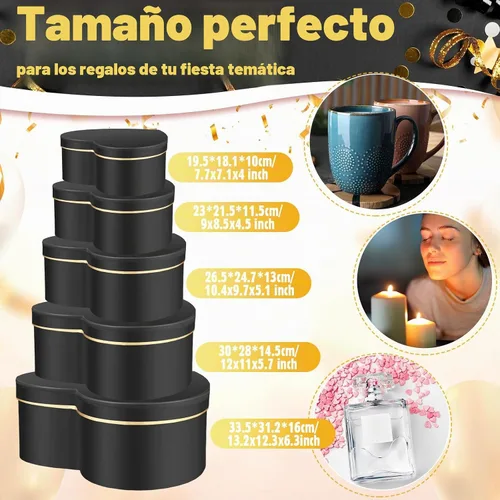Vista 2 de Harloon 5 cajas en forma de corazón para arreglos florales, cajas de regalo, caja de corazón con tapas para el día de San Valentín, dama de honor