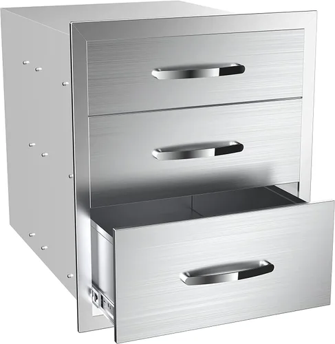 Vista 10 de Cajón individual para cocina al aire libre, 14 pulgadas de ancho x 8.5 pulgadas de alto x 23 pulgadas de profundidad, cajones de acceso de acero