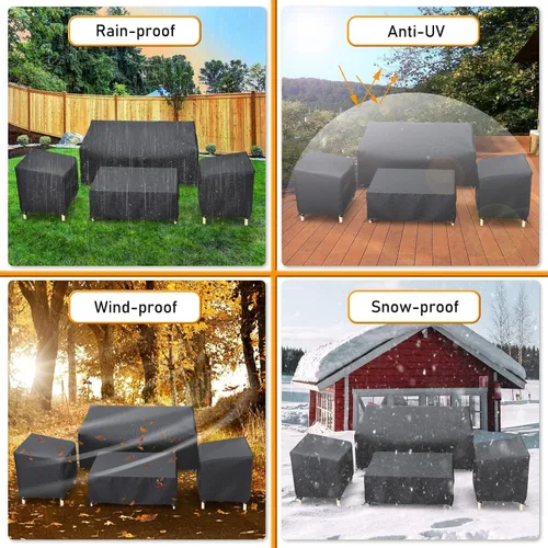 Vista 6 de STARTWO Outdoor Furniture Cover Waterproof, Patio Furniture Covers 4 Piece Set 600D Heavy Duty for Chairs, Couch, Table Coffee, Black