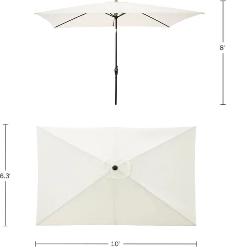 Vista 2 de Rectangular Patio Umbrella - 10ft Easy Crank Sun Shade with Push Button Tilt for Outdoor Furniture, Deck, Yard, or Pool by Pure Garden