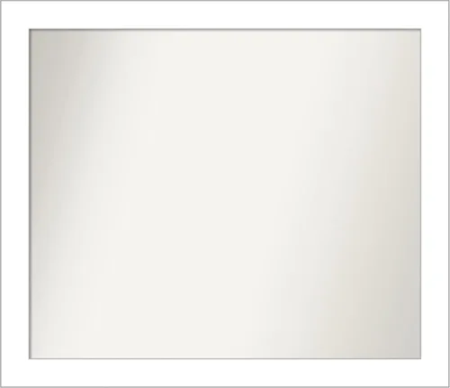 Vista 43 de Amanti Art Espejo de baño blanco para sobre el fregadero, 24 x 26 pulgadas, espejo rectangular blanco y blanco, marco de madera contemporáneo