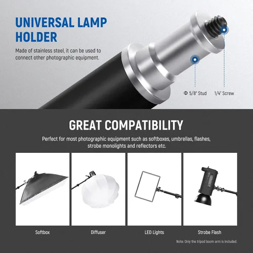 Vista 3 de NEEWER Brazo de trípode, de 35" a 61" (90 a 156cm) con contrapeso de 1.5kg y bolsa de arena, rosca de 1/4" compatible con caja de luz, luz