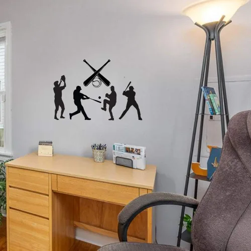 Vista 5 de Calcomanía de pared de estilo deportivo extraíble para jugador de béisbol personalizada