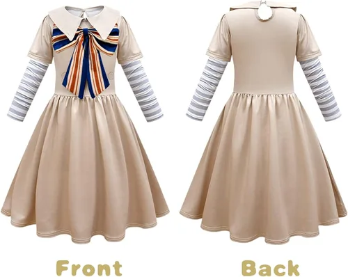 Vista 4 de Roctocesy Vestidos de princesa para niñas pequeñas, vestido de M3gan, vestido de ribete con volantes para fiesta de Halloween, trajes de juego de rol
