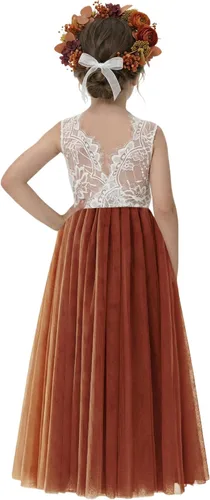 Vista 24 de 2Bunnies - Vestido de fiesta con tutú de tul, espalda de encaje de rosa, tipo A, para niñas Maxi sin mangas de encaje