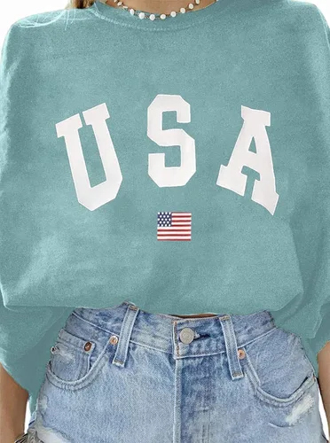 Vista 3 de Remidoo - Camiseta informal de manga corta para mujer, cuello redondo, corte amplio, con estampado de arcoíris