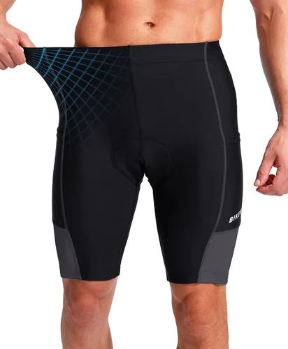 Vista 3 de Bikewa - Pantalones cortos de ciclismo para hombre, con acolchado 3D, para ciclismo de carretera o ciclismo de montaña, FPU 50+, bolsillos