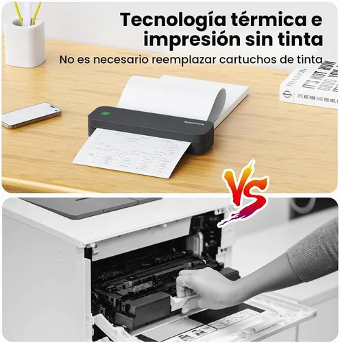 Vista 5 de Impresora portátil para viajes, impresora térmica Bluetooth soporta tamaño carta de 8.5 x 11 pulgadas, compatible con Android e iOS y portátil sin