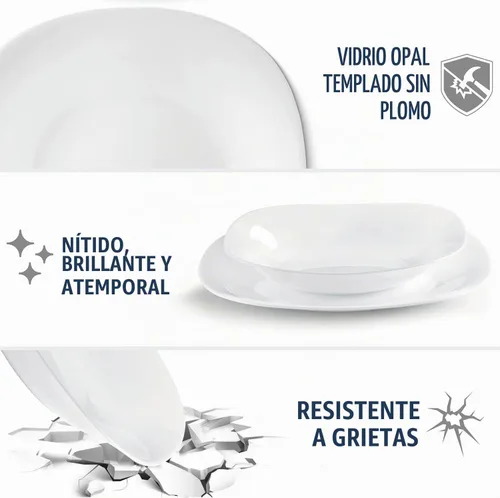 Vista 3 de Bormioli Rocco Parma - Juego de 6 vajillas de cristal de ópalo de 5.5 pulgadas, color blanco