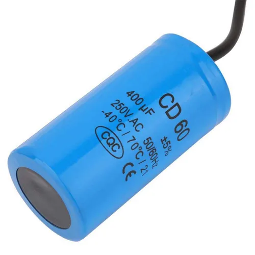 Vista 5 de Condensadores de arranque del motor CD60 400uF con cable de plomo 250V AC 50/60Hz Condensador de motor de funcionamiento