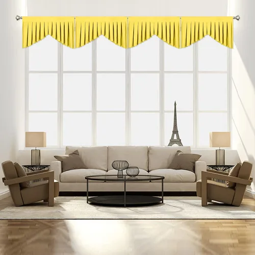 Vista 40 de Cenefas para Sala de Estar Amarillo Brillante Opacas con Bolsillo para Barra Cenefas para Ventanas, Paquete de 1 (Amarillo Brillante 39" An x 20" L)