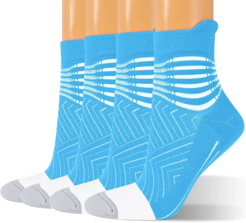 Vista 19 de Calcetines de compresión para el tobillo para mujer, con absorción Coolmax, deportivos y acolchados, alivio de la fascitis plantar, paquete de 2, 3