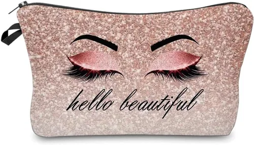 Vista 17 de Bolsa de maquillaje para bolso, bolsas de cosméticos para mujer, regalo inspirador para mujer, pequeña bolsa de cosméticos divertida, bolsa de viaje