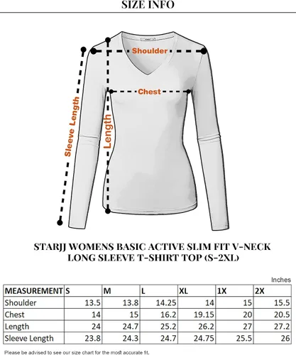 Vista 7 de STARJJ Camiseta básica de manga larga con cuello en V y cuello redondo para mujer (S-2XL)