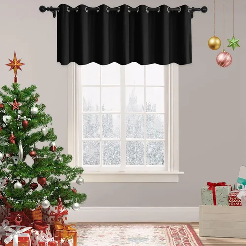 Vista 26 de Frelement Cortinas de Navidad de terciopelo afelpado para sala de estar, cortinas de oscurecimiento con ojales en la parte superior, cortinas