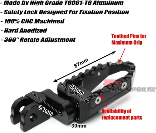 Vista 3 de MC MOTOPARTS Negro CNC 25mm Alargador de Riser Ajustable para Pedales de Pie Touring Delanteros Compatibles con NC 700 S/X 12-16 NC750X NC750S 16-19