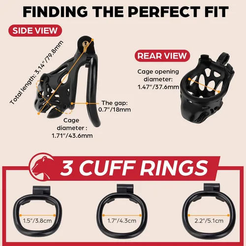 Vista 2 de Jaula de castidad, dispositivo de castidad masculina invisible ligero con 3 anillos activos, jaula grande para pene impresa en 3D, juguetes sexuales
