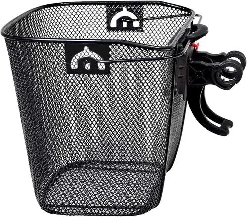 Vista 4 de AlveyTech Cesta de alambre frontal universal con accesorios de montaje de liberación rápida para bicicletas y scooters – Cestas de bicicleta grandes