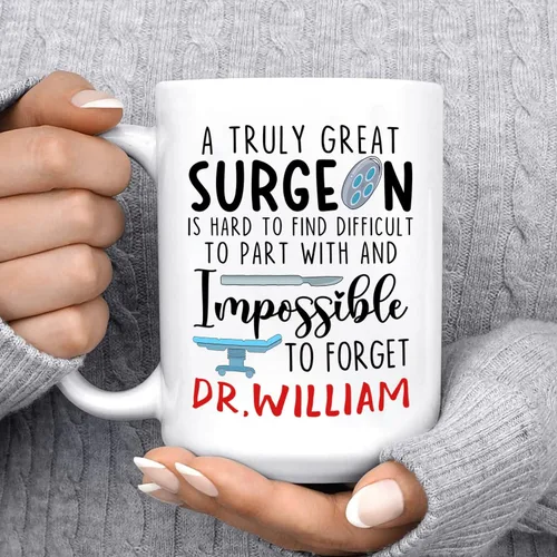Vista 6 de Taza de café con nombre personalizada para hombres, mujeres, cirujano médico, taza de café blanca personalizada para cirujano ortopédico, taza