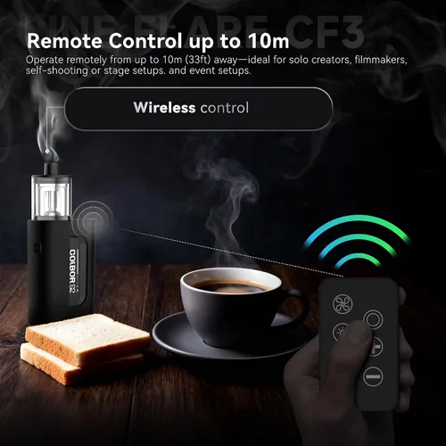 Vista 9 de Máquina de niebla portátil COLBOR CF3, mini máquina de humo manual para fotografía con control remoto, pequeño difusor de neblina con protección
