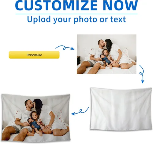 Vista 2 de BLINGPAINTING Tapiz personalizado para cargar imágenes personalizables, telón de fondo personalizado, crea tu propio tapiz para colgar en la pared