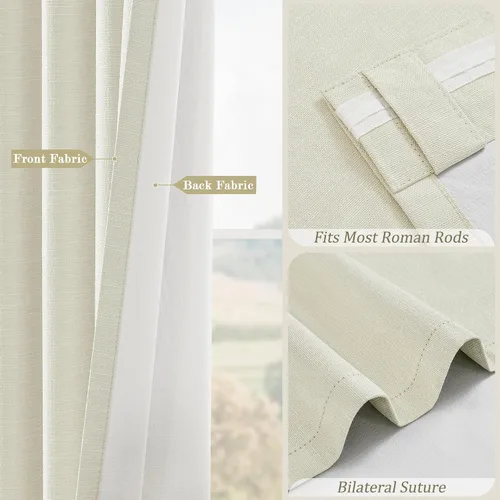 Vista 6 de Cortinas opacas de 54 pulgadas de largo para dormitorio, sala de estar, cortinas beige con aislamiento térmico, oscurecimiento de la habitación